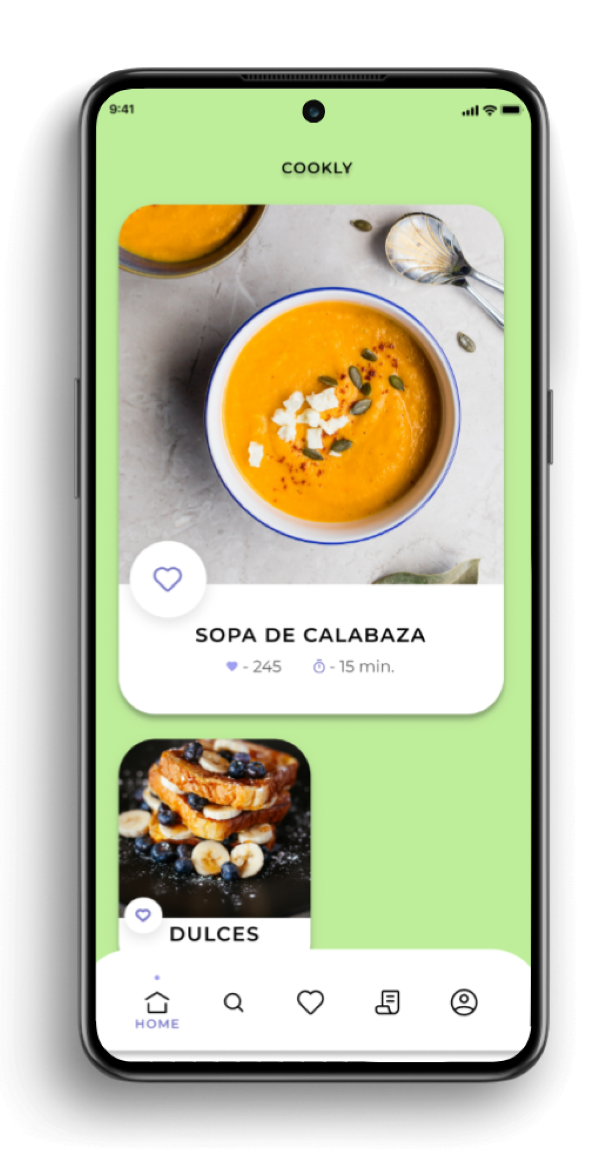 imagen de un movil con la aplicación de cocina cookly